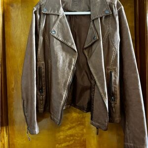 Max Studio Tan Leather Outerwear